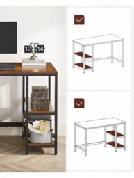 Songmics Vasagle Computer Desk, Writing Desk With 2 Shelves On Left Or Right, Work Table For Office Living Room, Steel Frame, Industrial - thumbnail 3