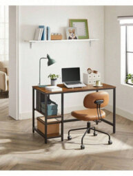 Songmics Vasagle Computer Desk, Writing Desk With 2 Shelves On Left Or Right, Work Table For Office Living Room, Steel Frame, Industrial - thumbnail 2