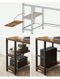 Songmics Vasagle Computer Desk, Writing Desk With 2 Shelves On Left Or Right, Work Table For Office Living Room, Steel Frame, Industrial - thumbnail 4