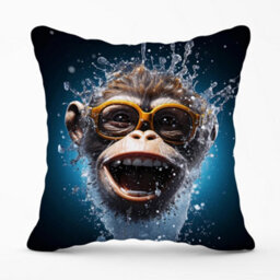 Warren Reed Designer Splashart Cheeky Chimp Face Cushions 45Cm X 45Cm - thumbnail 1