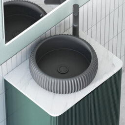 Royal Bathrooms Avenza 800mm Deep Moss Green Floor Standing Bathroom Vanity Unit 2 Door With Milan Black Basin - thumbnail 7