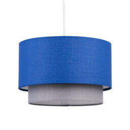 Pair Of Easy Fit Light Shades Blue Grey 2 Tier Ceiling Pendant Shade Boys Room - thumbnail 4