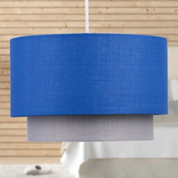 Pair Of Easy Fit Light Shades Blue Grey 2 Tier Ceiling Pendant Shade Boys Room - thumbnail 3