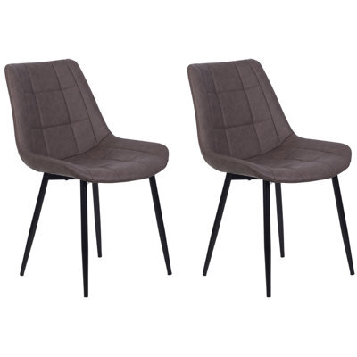 Beliani Set Of 2 Dining Chairs Melrose Ii Faux Leather Dark Brown - image 1
