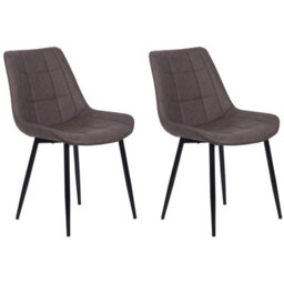 Beliani Set Of 2 Dining Chairs Melrose Ii Faux Leather Dark Brown - thumbnail 1