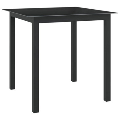 Berkfield Garden Table Black 80X80X74 Cm Aluminium And Glass - image 1