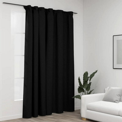 Berkfield Linen-Look Blackout Curtain With Hooks Anthracite 290X245 Cm - image 1