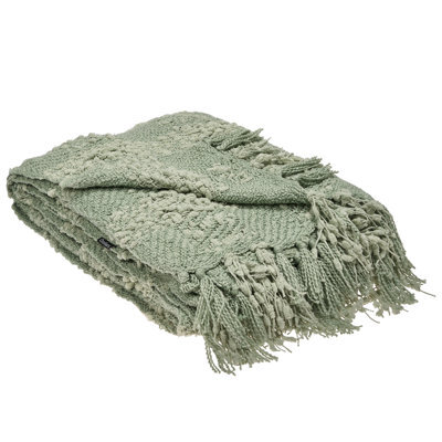 Beliani Blanket Vella Fabric 150 X 200 Cm Green - image 1