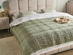 Beliani Blanket Vella Fabric 150 X 200 Cm Green - thumbnail 2
