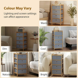 Chest Of Drawers, 4 Drawers Dresser With Bamboo Frame, Light Grey - thumbnail 5