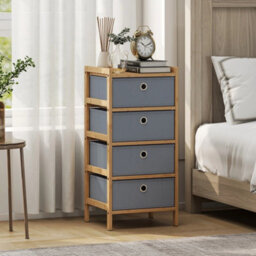 Chest Of Drawers, 4 Drawers Dresser With Bamboo Frame, Light Grey - thumbnail 6