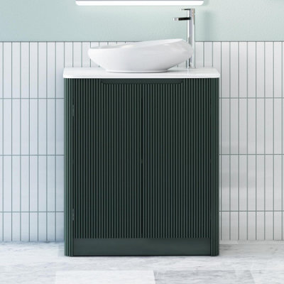 Royal Bathrooms Avenza 800mm Deep Moss Green Floor Standing Bathroom Vanity Unit 2 Door With Nova Basin - image 1
