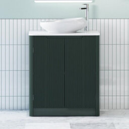 Royal Bathrooms Avenza 800mm Deep Moss Green Floor Standing Bathroom Vanity Unit 2 Door With Nova Basin - thumbnail 1