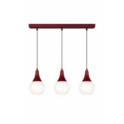 Luminosa Lighting Luminosa Lacrima Bar Pendant Ceiling Light Burgundy White Glass Shade 3X E27 - thumbnail 1