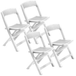 Urbn-Garden Urbngarden 88Cm Height 4 Pcs Collapsible Outdoor Folding White Garden Chairs Camping Patio Lounge - thumbnail 2