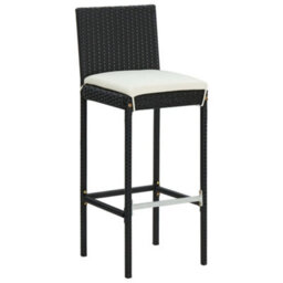 Berkfield 5 Piece Garden Bar Set With Cushions Poly Rattan Black - thumbnail 3