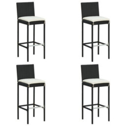 Berkfield 5 Piece Garden Bar Set With Cushions Poly Rattan Black - thumbnail 2