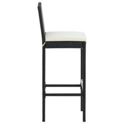 Berkfield 5 Piece Garden Bar Set With Cushions Poly Rattan Black - thumbnail 5