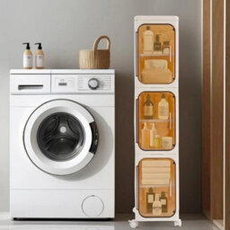 3-Tier Narrow Freestanding Bathroom Storage Cabinet With 4 Wheels - thumbnail 1