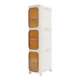 3-Tier Narrow Freestanding Bathroom Storage Cabinet With 4 Wheels - thumbnail 3