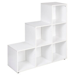 White 6 Cube Step Storage Bookcase Unit Shelf Home Office Organiser Display Box New - thumbnail 1
