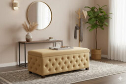 180Cm Wide Empire Ottoman Storage Box With Legs, Mink Velvet Chesterfield Upholstered Ottoman Footstool Coffee Table - thumbnail 4