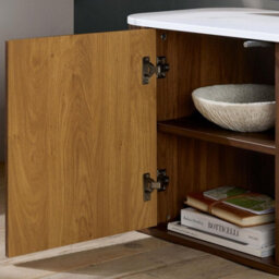Kagu Small Tv Unit Fluted Ribbed Walnut & Marble Effect - thumbnail 5