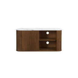 Kagu Small Tv Unit Fluted Ribbed Walnut & Marble Effect - thumbnail 9