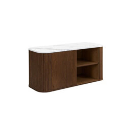 Kagu Small Tv Unit Fluted Ribbed Walnut & Marble Effect - thumbnail 8