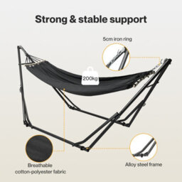 Mountview 2-In-1 Foldable Hammock Chair Bed Portable Steel Frame 200Kg Capacity - thumbnail 8