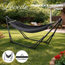 Mountview 2-In-1 Foldable Hammock Chair Bed Portable Steel Frame 200Kg Capacity - thumbnail 4