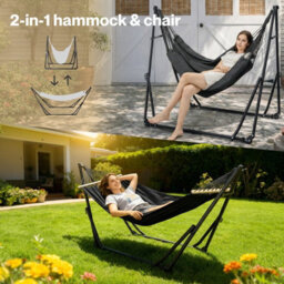 Mountview 2-In-1 Foldable Hammock Chair Bed Portable Steel Frame 200Kg Capacity - thumbnail 5