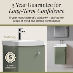 Balterley Flashbrook Modern Bathroom Wall Hung 1 Door Vanity Unit Basin, Satin Green, 405mm - thumbnail 4