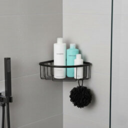 Plum&clay Solid Brass Single Corner Black Shower Basket - thumbnail 3