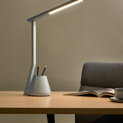 Beliani Led Desk Lamp With Pen Holder, 3 Cct Dimmer, Light Blue - Compact Office Lighting - image 1
