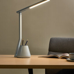 Beliani Led Desk Lamp With Pen Holder, 3 Cct Dimmer, Light Blue - Compact Office Lighting - thumbnail 1