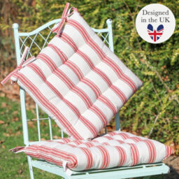 Dibor Set Of 6 Red Striped Indoor Furniture Dining Chair Seat Pads (L)40Cm X (W)40Cm - thumbnail 2