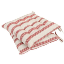 Dibor Set Of 6 Red Striped Indoor Furniture Dining Chair Seat Pads (L)40Cm X (W)40Cm - thumbnail 4