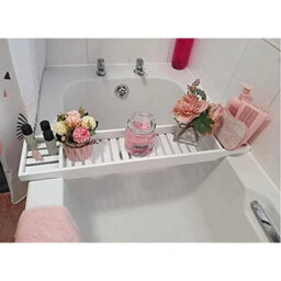 White Bamboo Over The Bath Tub Rack Shower - thumbnail 3