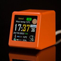 Led Dynamic Display, 1.54 Inch Ips Screen Weather Temperature Humidity Gif Animation Digital Clock,built In Network Server Orange