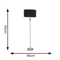 Valuelights Maggie Brushed Chrome Silver Candlestick Floor Lamp With Black Fabric Lamp Shade - thumbnail 6