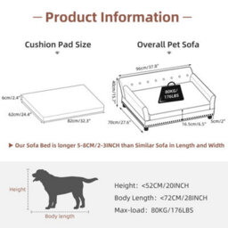 Large Dog Sofa Couch Luxury Comfy Microfiber Leather Cloth Pet Cat Sofa Mattress L - 96 X 70Cm - thumbnail 2