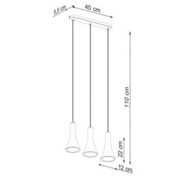 Luminosa Lighting Luminosa Rea Modern Bar Pendant Ceiling Light Concrete 3X E14 - thumbnail 5
