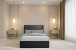 "Nexus Portofino Plush Divan, Black, 54"" Winged Hb, No Drawers, Open Coil Mattress, Small Single" - thumbnail 2