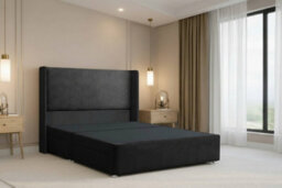"Nexus Portofino Plush Divan, Black, 54"" Winged Hb, No Drawers, Open Coil Mattress, Small Single" - thumbnail 3