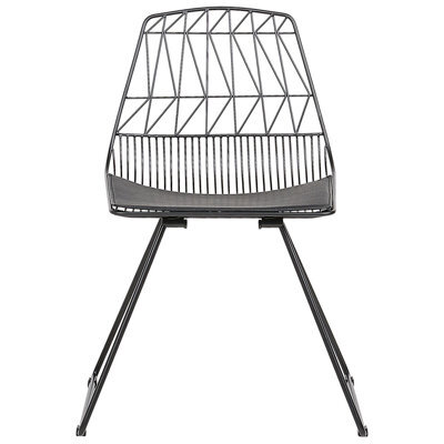 Wyld And Coco Novahome Two Dining Chairs Black Metal Frame Faux Leather - Pair - Industrial Style - image 1
