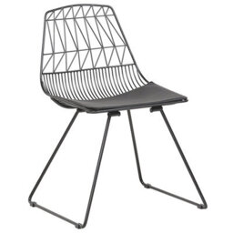 Wyld And Coco Novahome Two Dining Chairs Black Metal Frame Faux Leather - Pair - Industrial Style - thumbnail 4