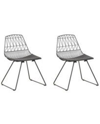Wyld And Coco Novahome Two Dining Chairs Black Metal Frame Faux Leather - Pair - Industrial Style - thumbnail 3