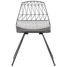 Wyld And Coco Novahome Two Dining Chairs Black Metal Frame Faux Leather - Pair - Industrial Style - thumbnail 1