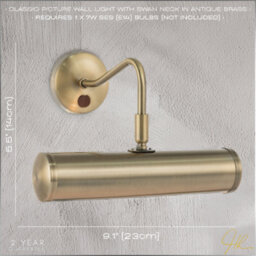 Happy Homewares Classic Traditional Picture Wall Light In Antique Brass With Switch Button - thumbnail 6
